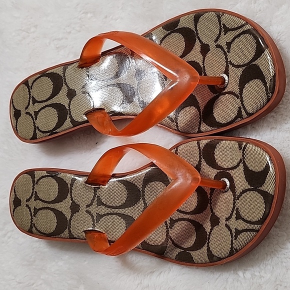 Coach Y2K Carin Orange Rubber/Jelly Kitten Heel Thong Size 6 - Picture 14 of 16
